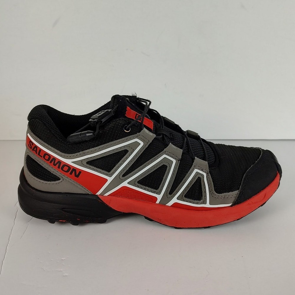 Salomon Boys Speedcross J Black red Running Shoes Sneakers Size 4