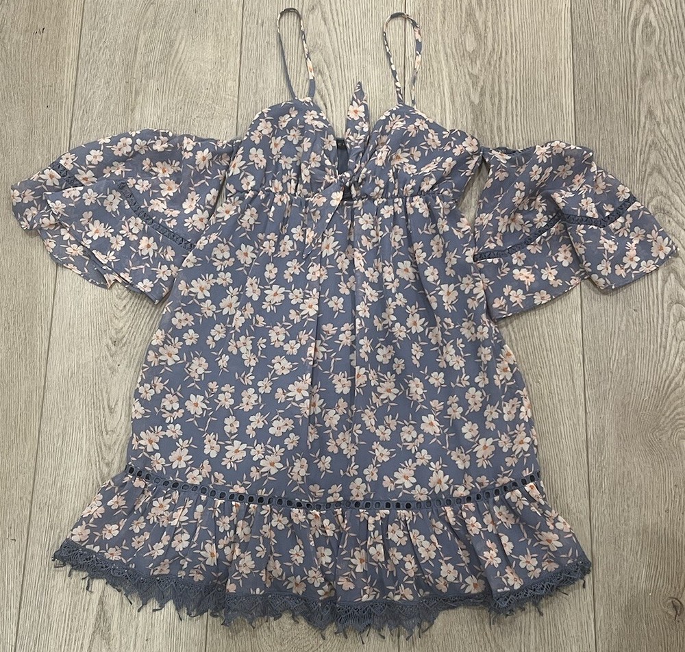 City Studio Boho Floral Open Shoulder Dress Women’s Size Small