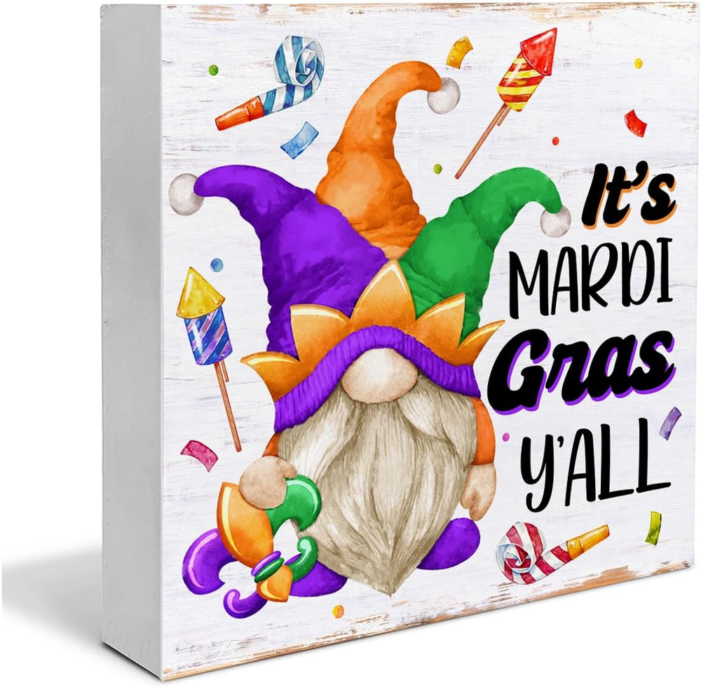 Mardi Gras Decor Mardi Gras Decorations Mardi Gras Gnome Wooden Sign Rustic Deco
