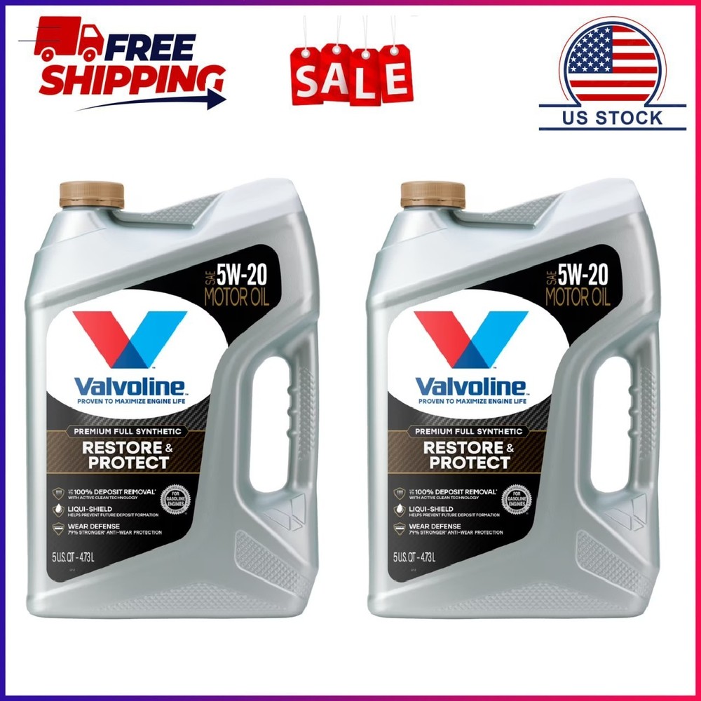 2 Pack, Valvoline Restore & Protect Full Synthetic 5W-20 Motor Oil 5 QT