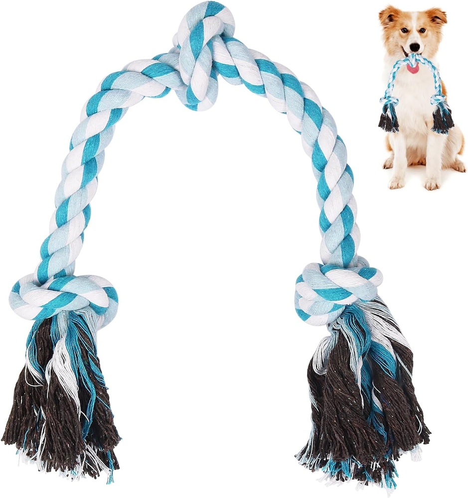 Dog Rope Toys, 3 Knots Chew Rope for Small, Medium and Large Dogs, Natural Cotto