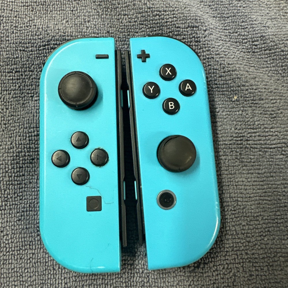 Nintendo Switch Joy-Con Pair Neon Blue Set L & R Tested Worn