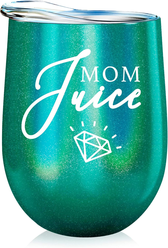 Mom Stainless Steel Wine Tumbler - 12Oz with Steel Straw, BPA Free Lid, & Straw