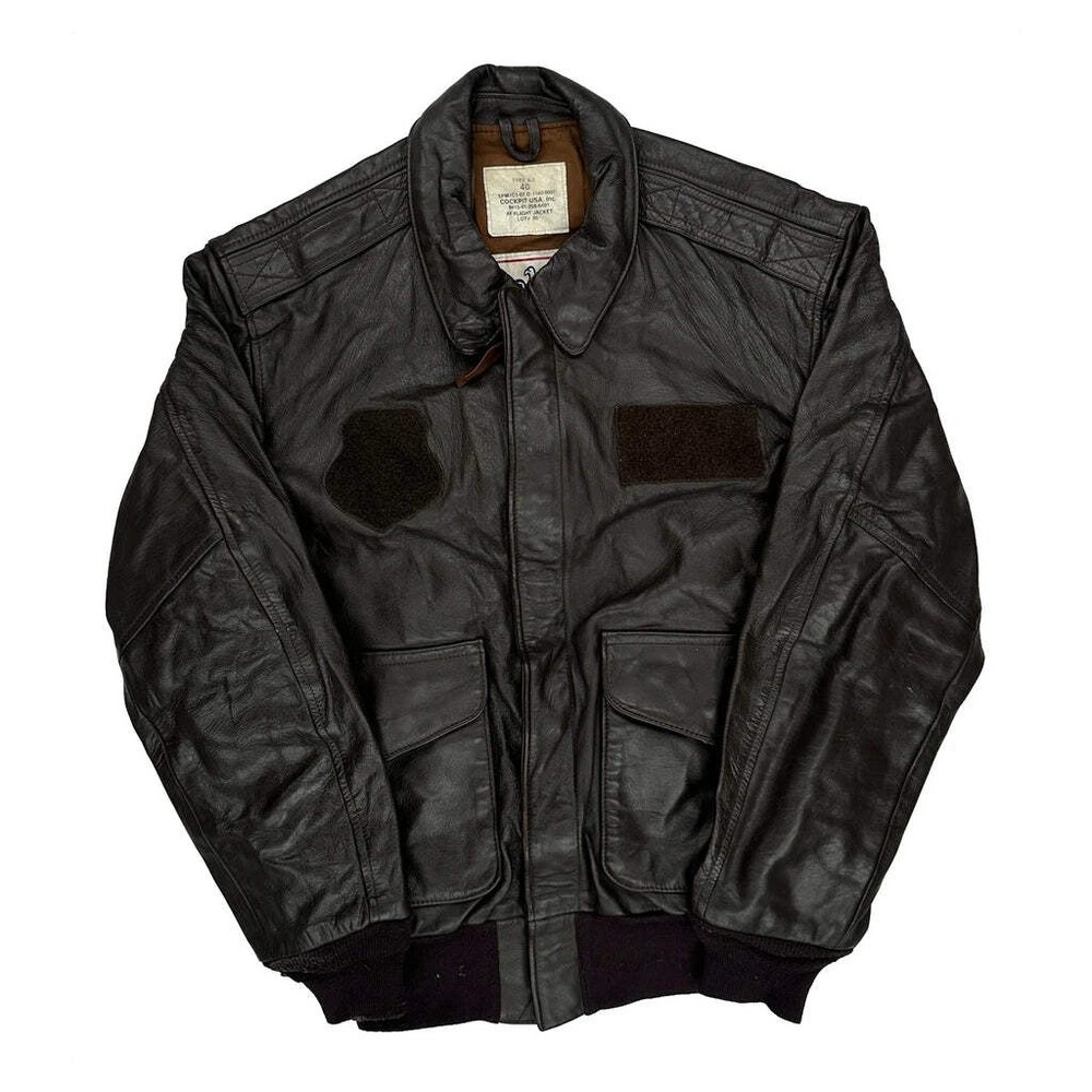 A-2 Flyer'S Jacket Dscp Cockpit Leather Jacket - Medium Brown Leather