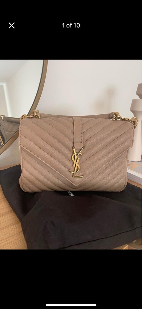 YSL College Medium Leather Shoulder Bag in Black