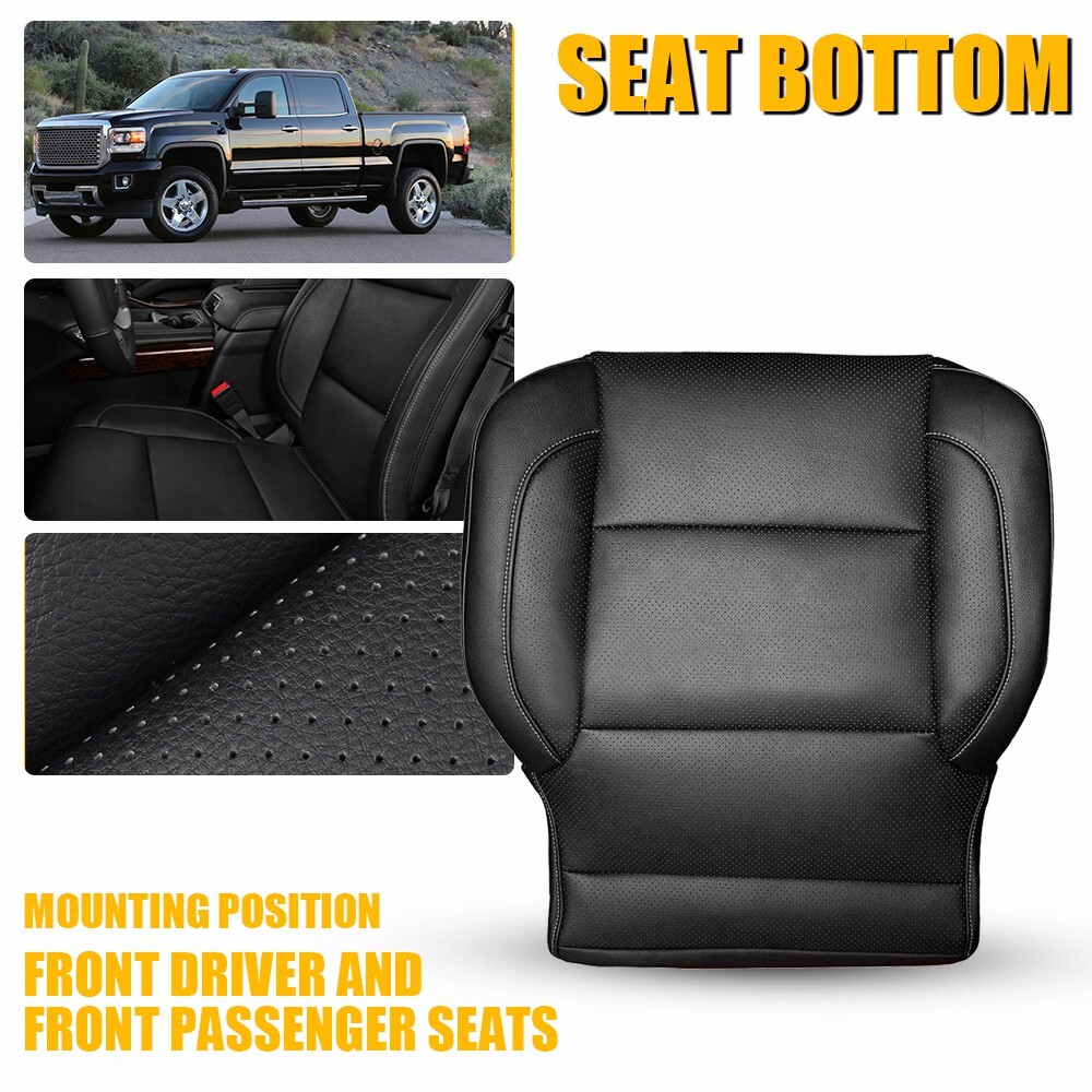 2014-19 Chevy Silverado LTZ Driver Side Bottom Black Leather Seat Cover
