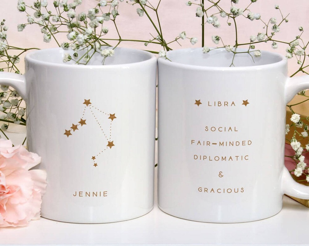 Libra Zodiac Sign Ceramic Mug Birthday Gift For Him September October