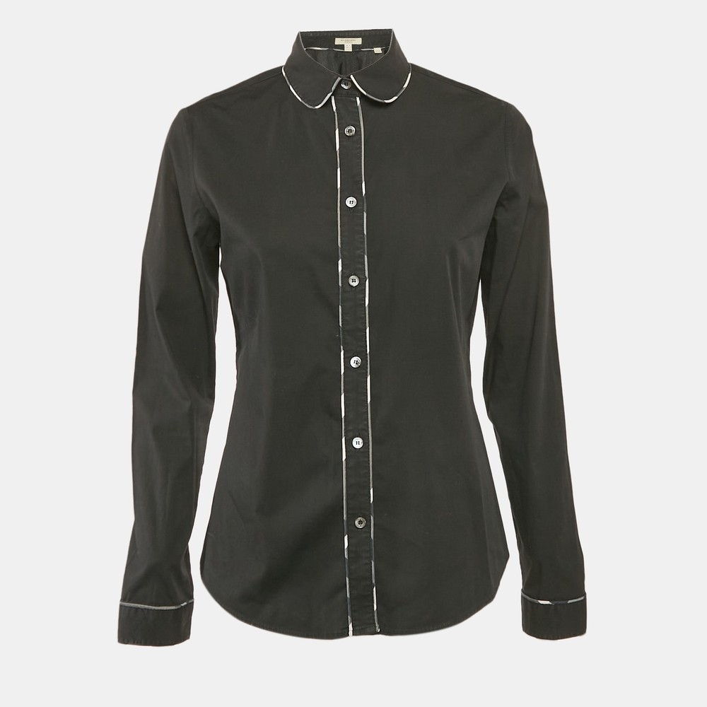 Burberry London Black Cotton Button Down Shirt for Men