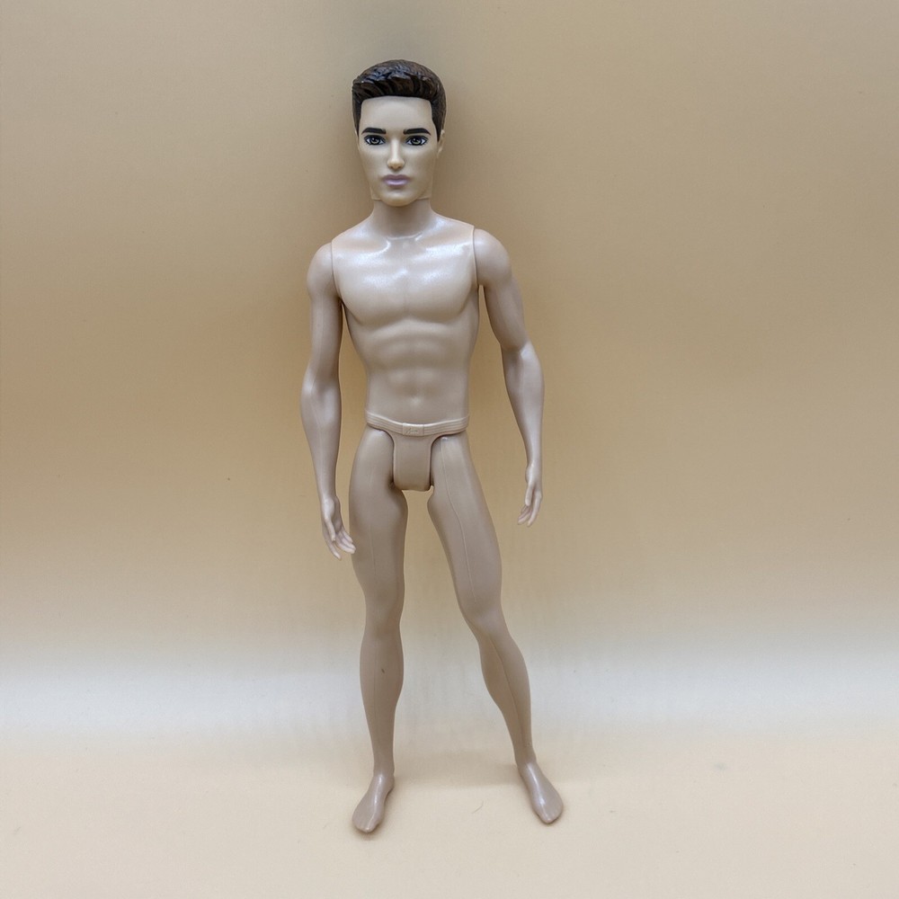 Barbie Ken Fashionistas Doll Ryan CFG20 Brown Hair EUC Nude Doll For OOAK