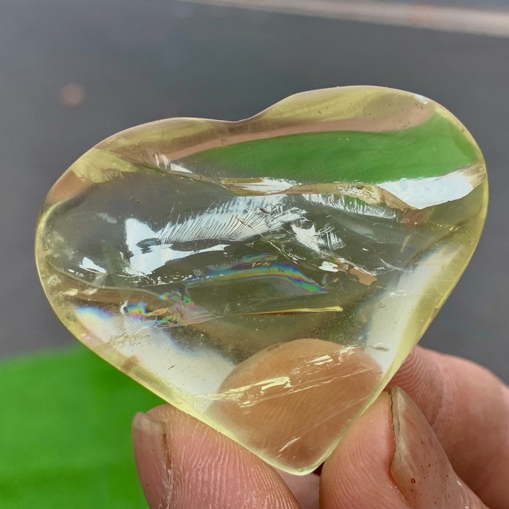 52G Natural Yellow Citrine Crystal Heart Aura Healing Mineral Specimen