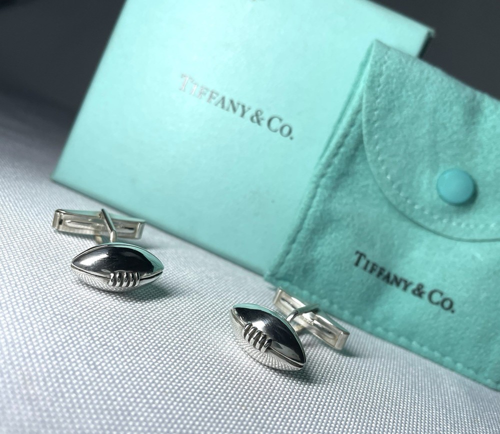 Tiffany Sterling Silver SV925 American Football Cufflinks Gift Set with Box