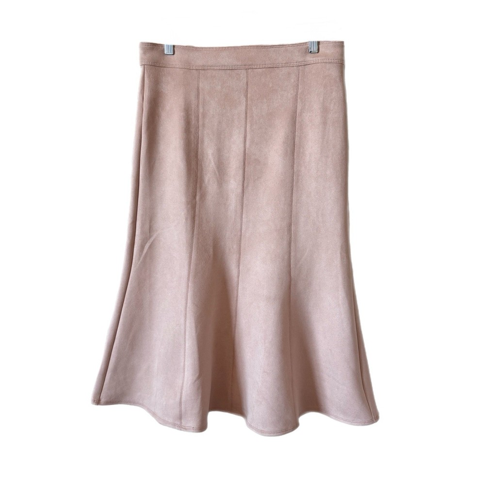 Ann Taylor Skirt Faux Suede Quiet Luxury Minimalist Neutral Capsule Career Sz 8