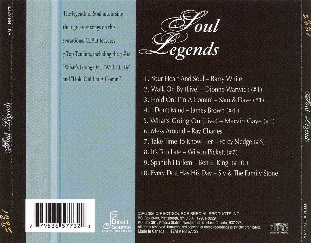 VARIOUS ARTISTS SOUL LEGENDS [DIRECT SOURCE] NEW CD