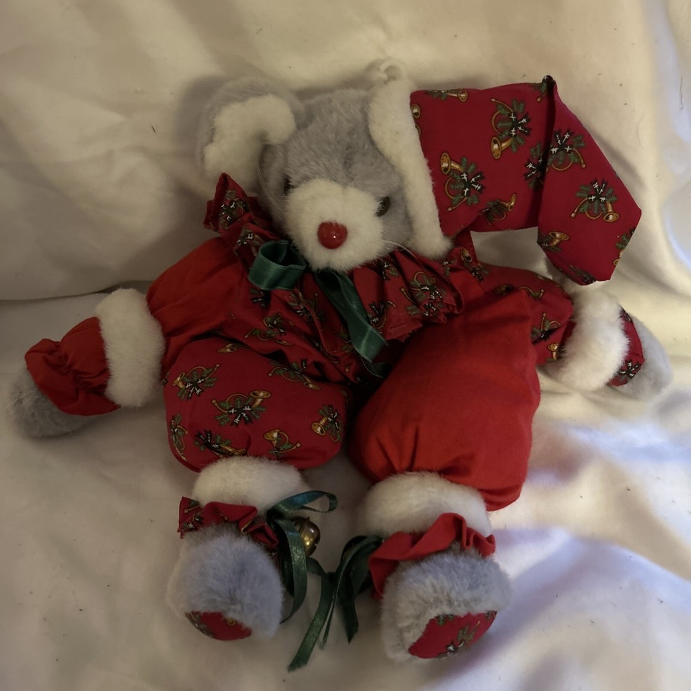 Vtg Christmas Santa Mouse Plush Shelf Sitter 1993 Joel & Sons. Ind.  Handmade?