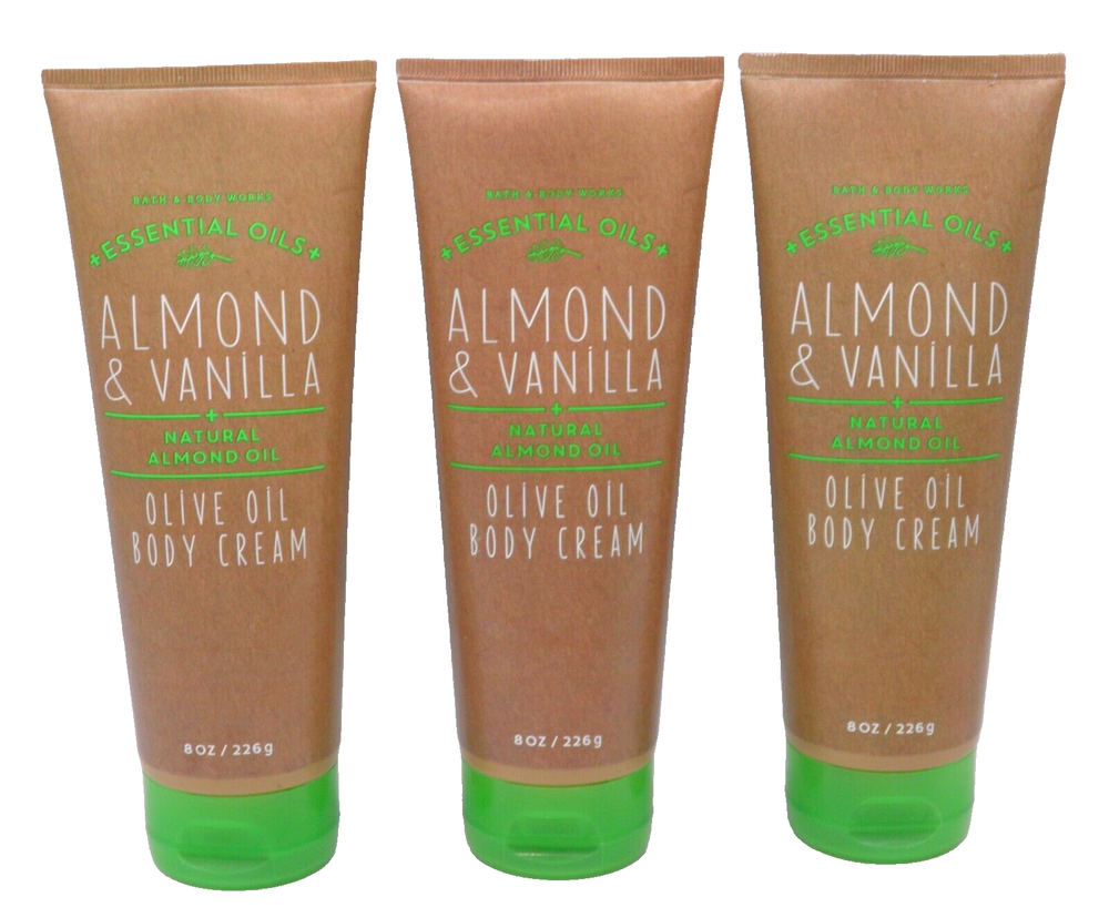 3 Bath & Body Works ALMOND & VANILLA Cream  Body  Olive Oil