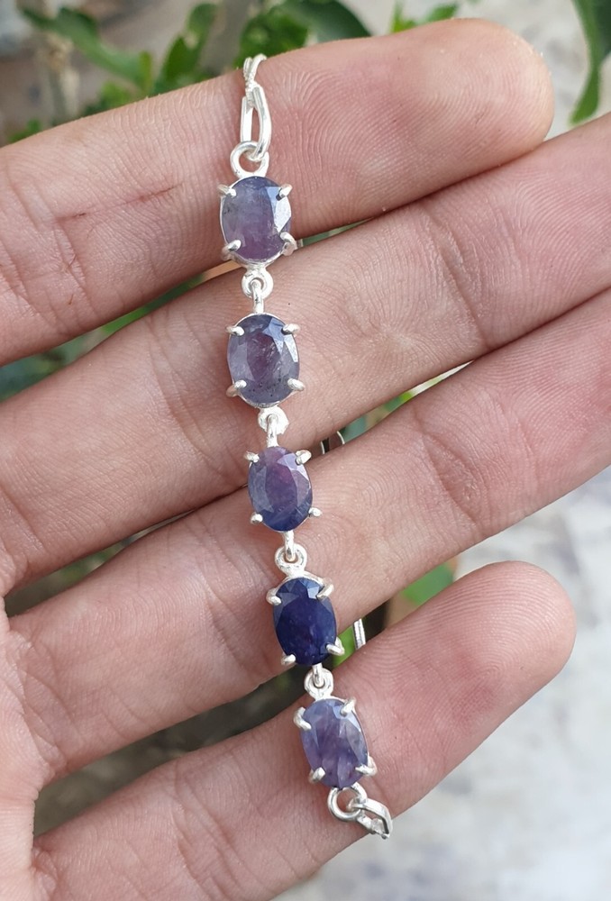Kashmir Natural Sapphire 34.50ct 925 Silver Ring Bracelet Jewelry