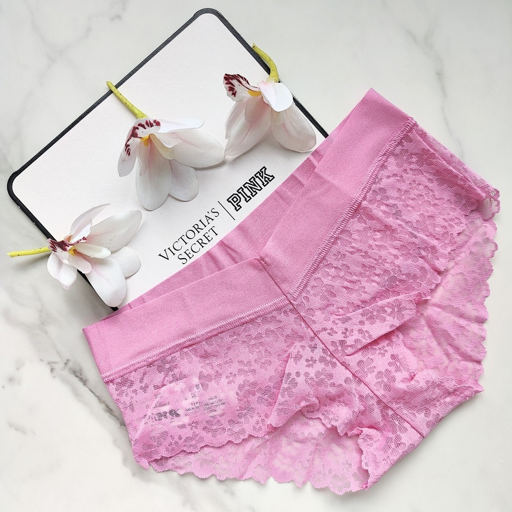 PINK Victoria's Secret No-Show Floral Lace Hiphugger Panty Fuchsia Pink S/M/L/XL