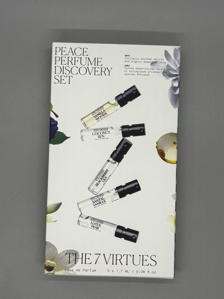 NEW The 7 Virtues PEACE PERFUME DISCOVERY SET - 5 Eau de Parfum Spray Sample EDP