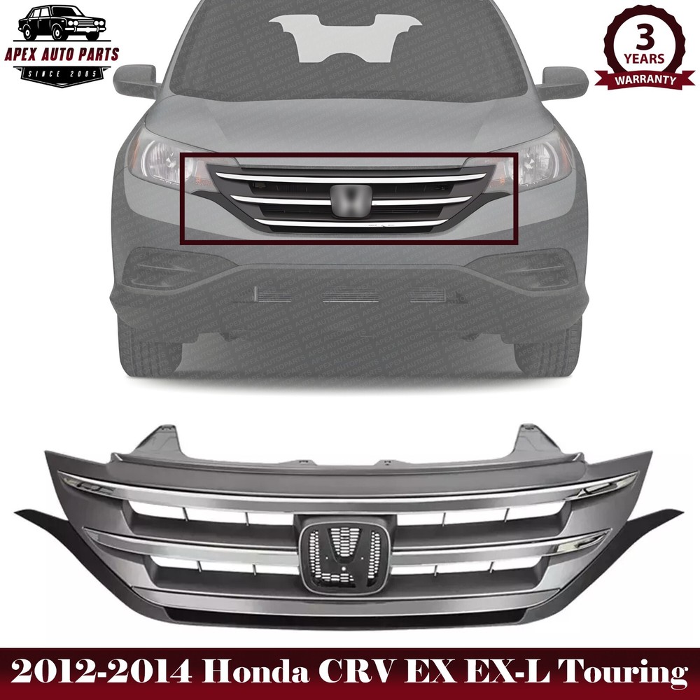 Front Grille Assembly With Chrome Hood Molding For 2012-2014 Honda CRV CR-V