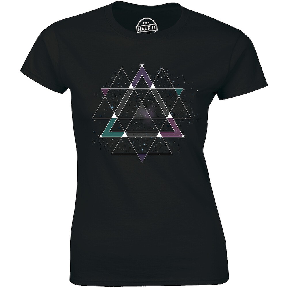 Awesome 3D Space Galaxy Pyramid Geometry Triangle Women's Premium T-shirt Gift
