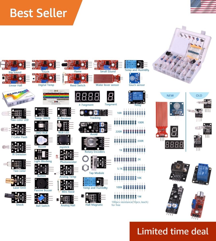 Creative 37-in-1 Arduino & Raspberry Pi Sensor Kit with Step-by-Step Tutorials