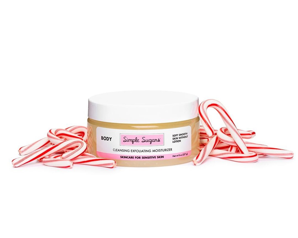 8oz Candy Cane Body Cleansing Exfoliating Moisturizer for Sensitive Skin, Ecz...
