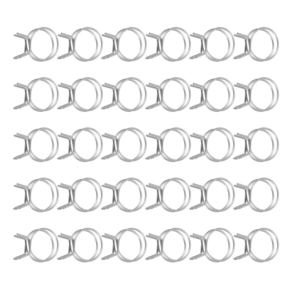 30Pcs 30mm/1.18inch Double Wire Spring Hose Clamp, Adjustable Spring Clips