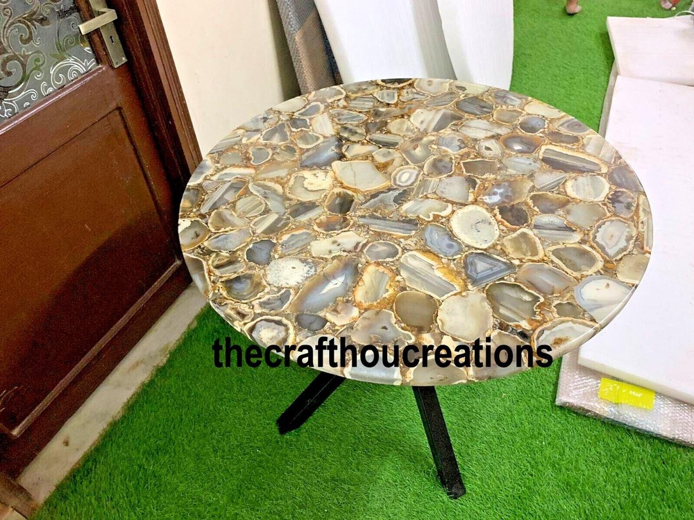 18x18 Natural Agate Geode Coffee Table Top for Indoor Outdoor Decor