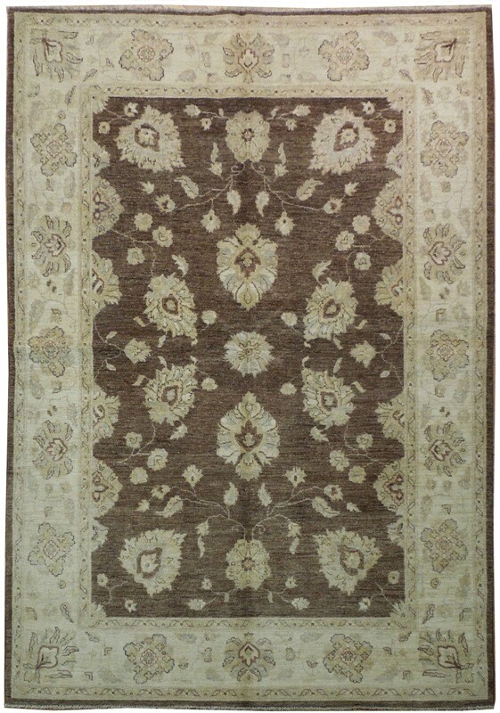 Brown 6x8 Rug New Vintage Look Peshawar Oushak Handmade Rug Clearance Sale-image