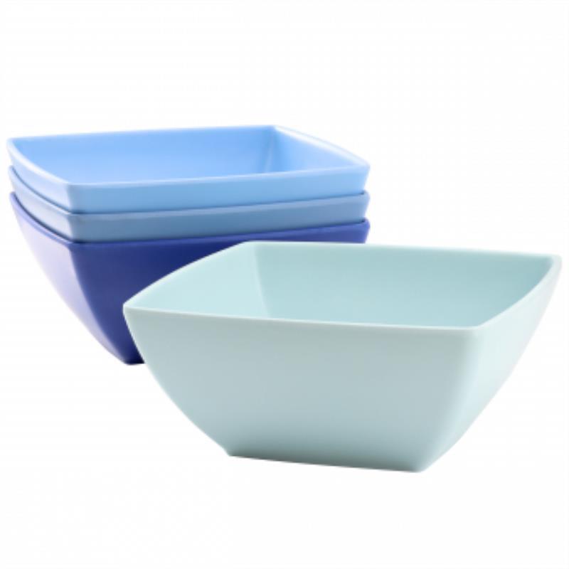 Gibson Home Grayson 4 Piece 6 Inch Square Melamine Dinner Bowl Set In Assorted