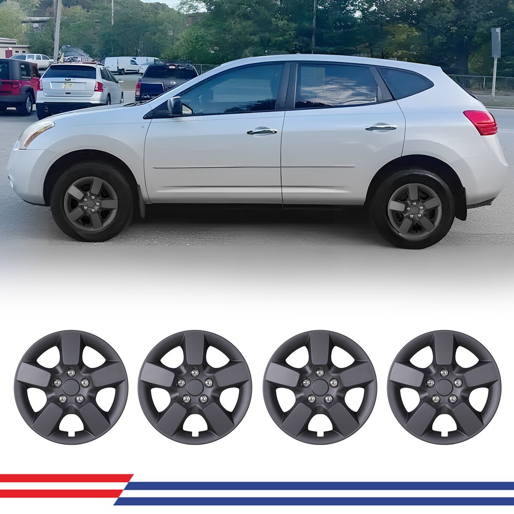 4PCS 16 Inch Wheel Rim Covers for 2008-2015 Nissan Rogue Hubcaps Lacquer Ring R16 US Stock