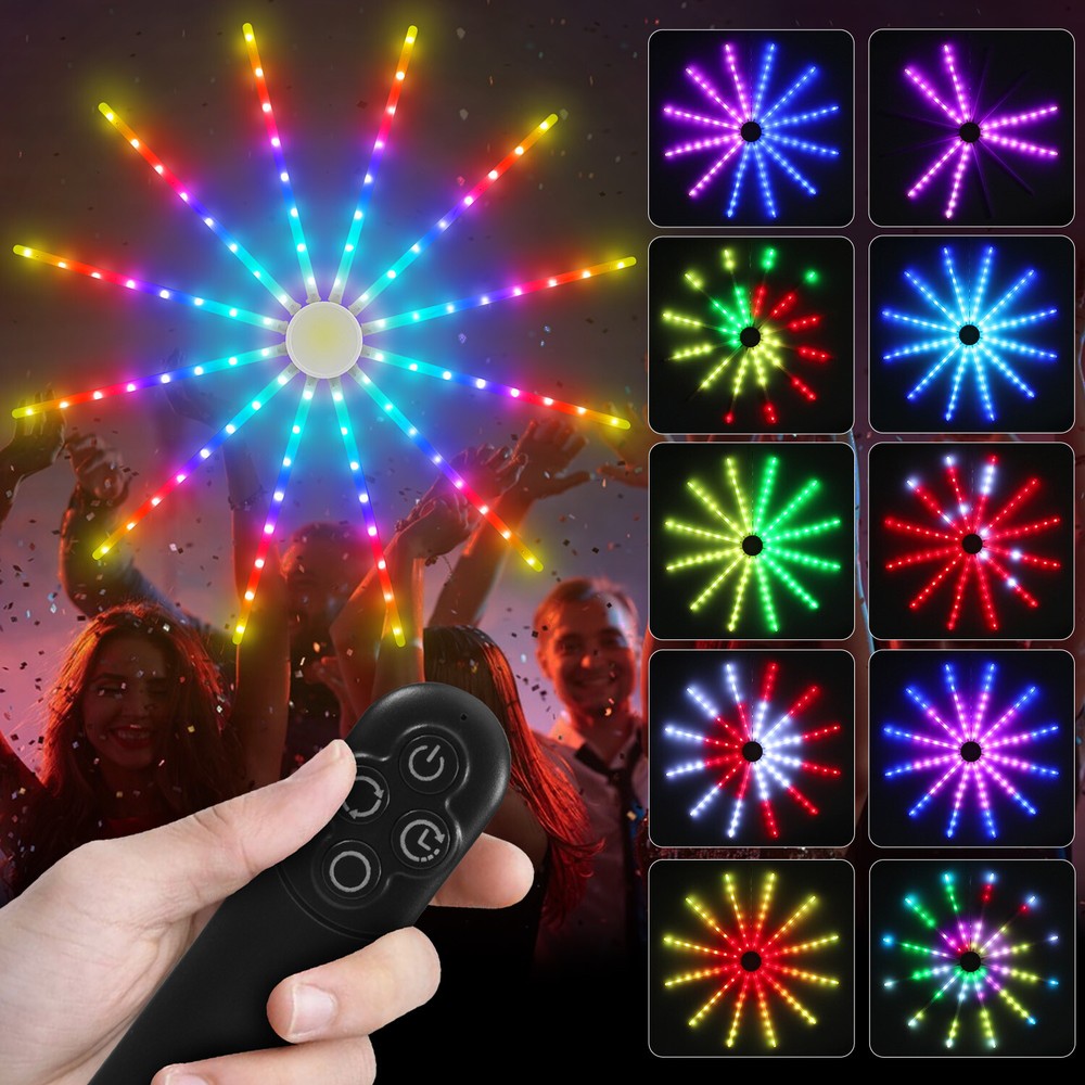 RGB LED Firework Starburst Light With Remote Wall Hanging Christmas WeddingDecor