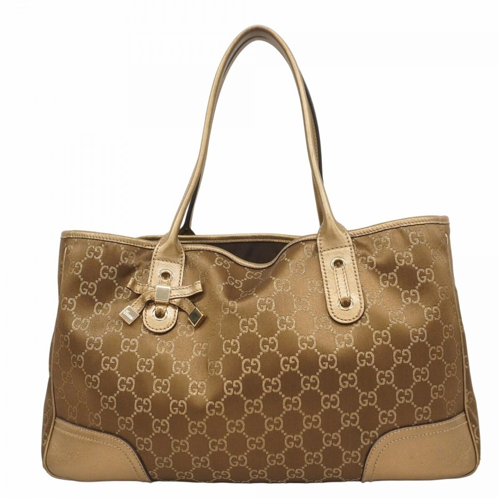 GUCCI GG Supreme Satin Tote Bag with Gold Hardware 163805 31567