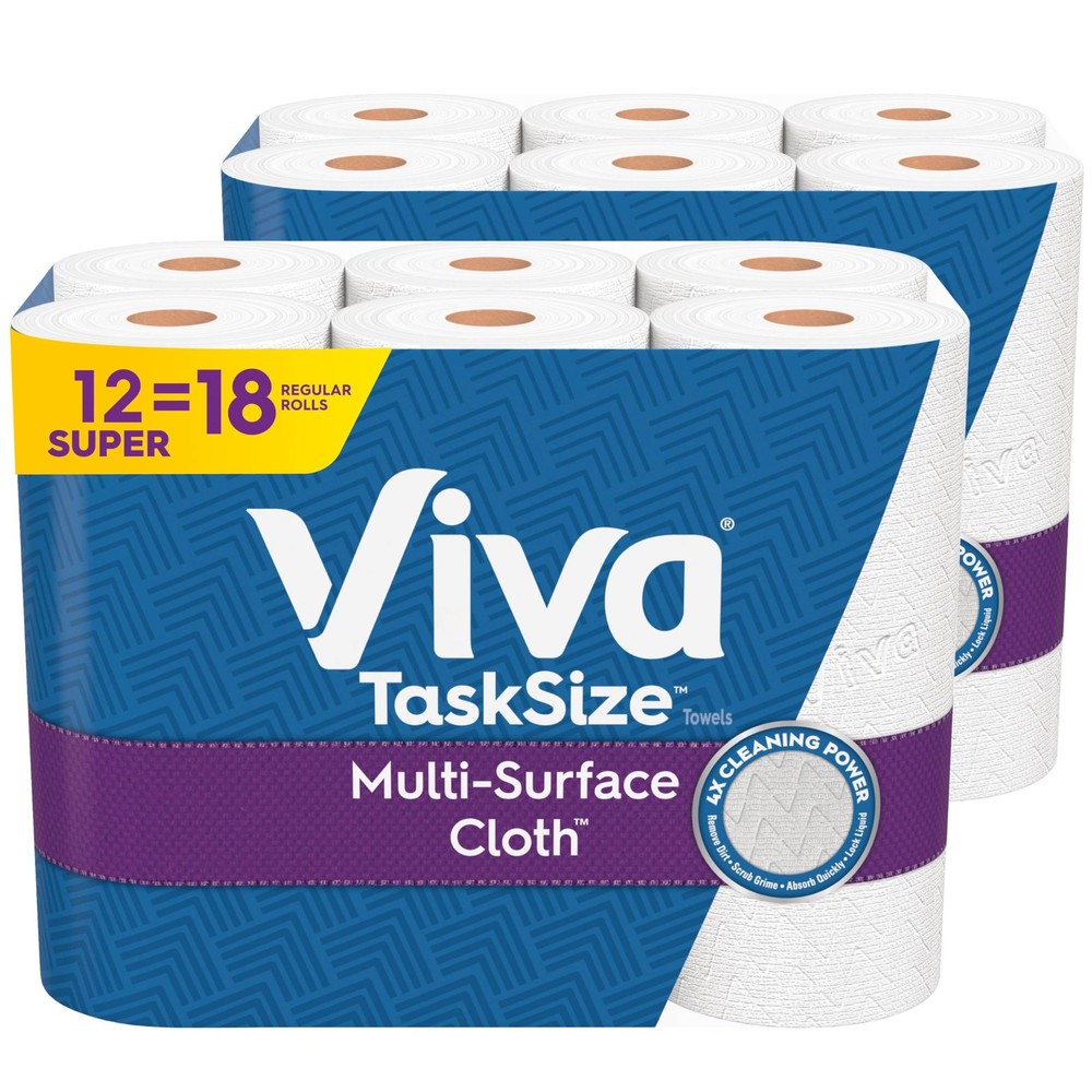 Multi-Surface Cloth Paper Towels, Task Size - 12 Super Rolls (2 Packs of 6) -...