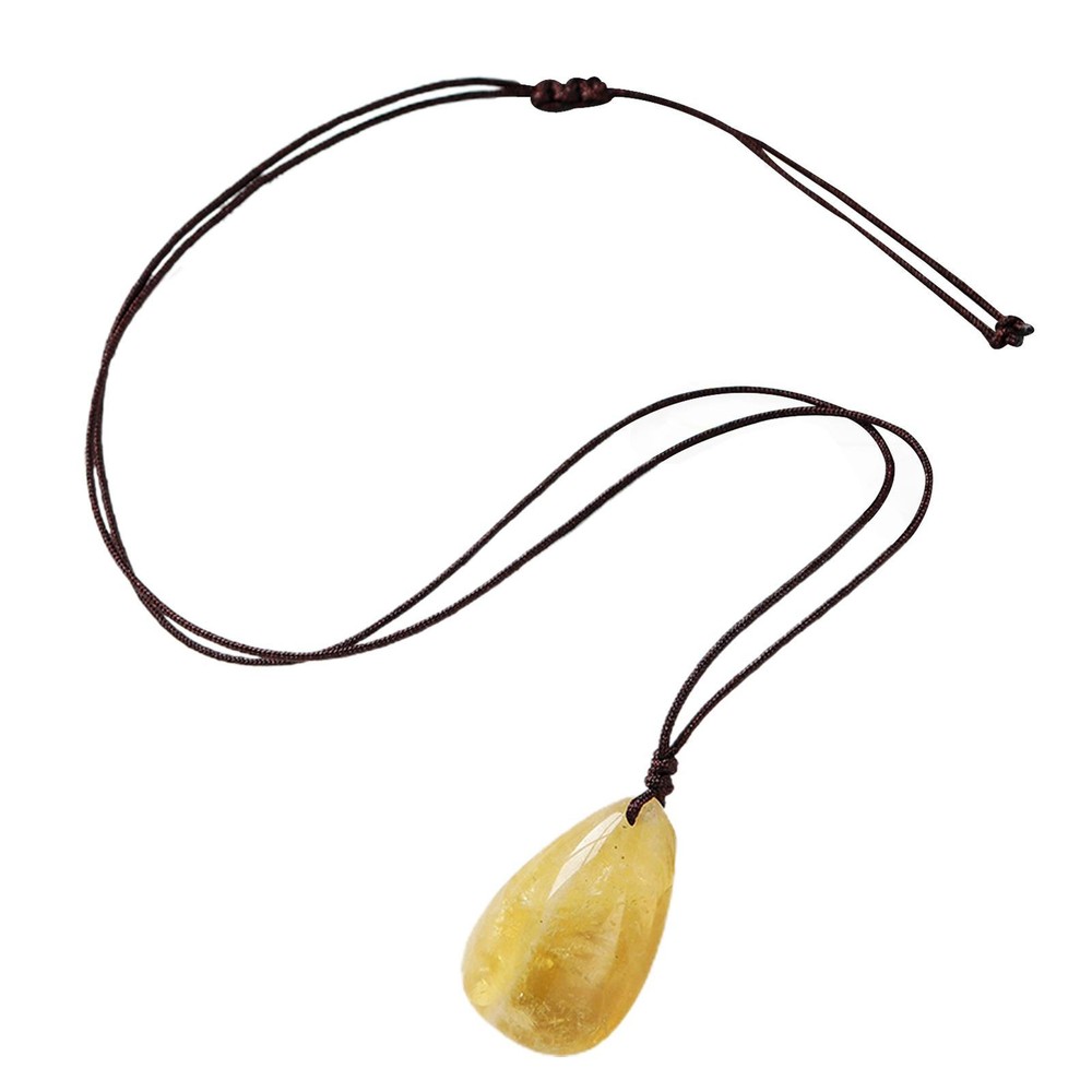 Elegant Citrine Yellow Crystal Pendant Necklace for Women's Valentine Energy Jewelry