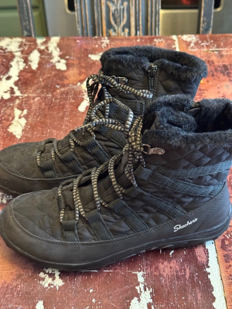 Skechers quilted boots for women black 8