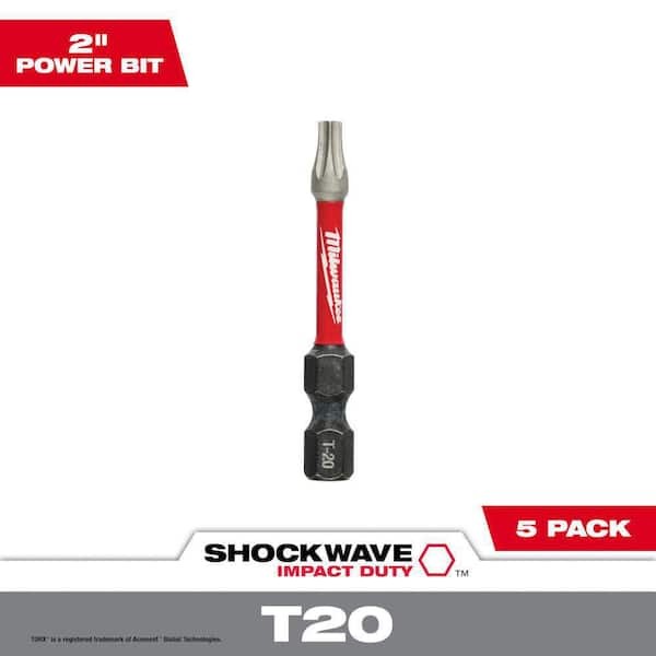 20mm Shockwave Torx #20 Impact Screwdriver Bit Set - 5-Pack