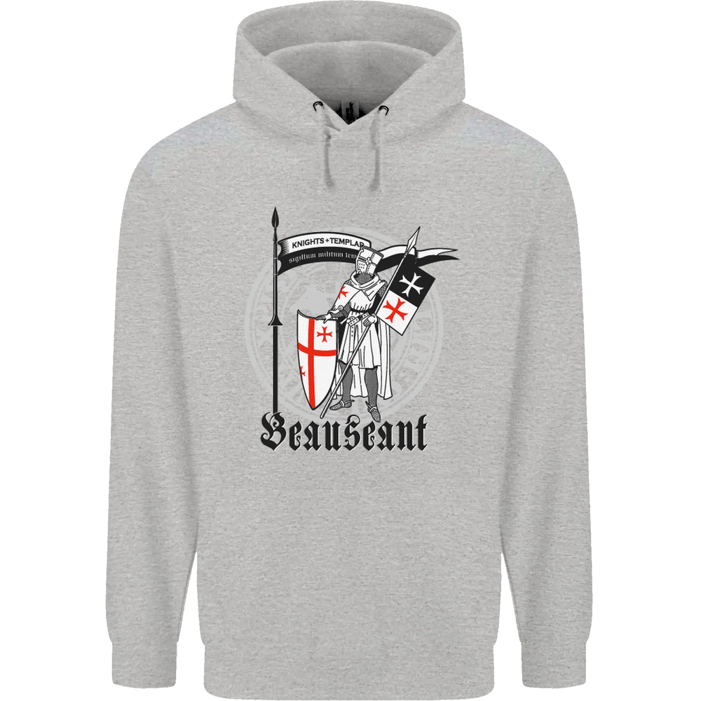 Knights Templar St Georges Day Beauseant Mens 80% Cotton Hoodie