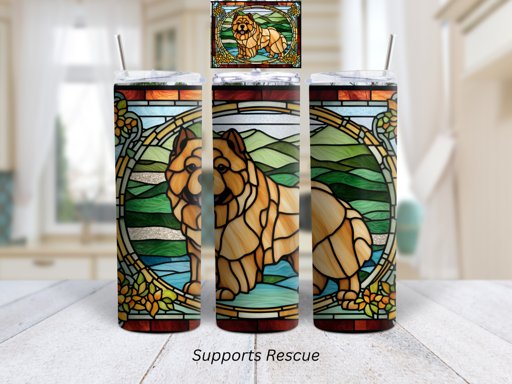 Stained Glass Chow Chow Dog Vibrant 20oz Stainless Steel Insulated Tumbler