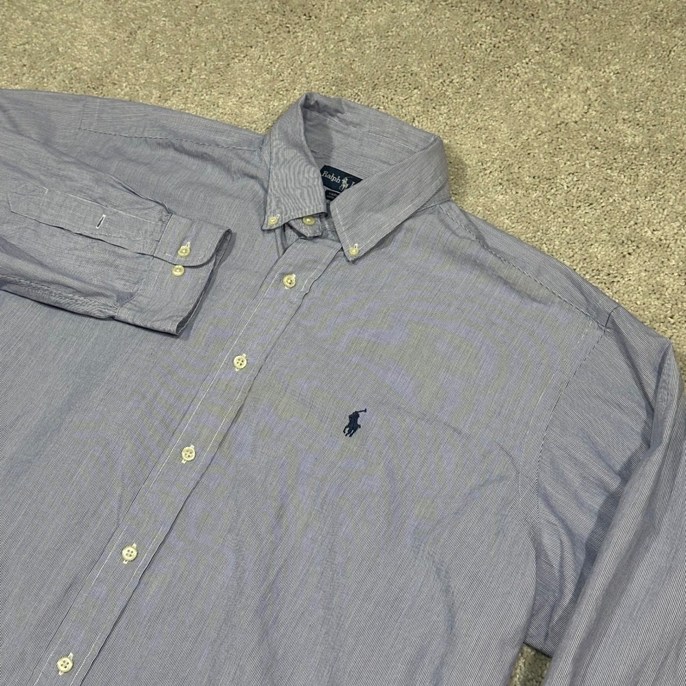 Ralph Lauren Mens Button Down Long Sleeve Yarmouth Striped Dress Shirt 17 Read