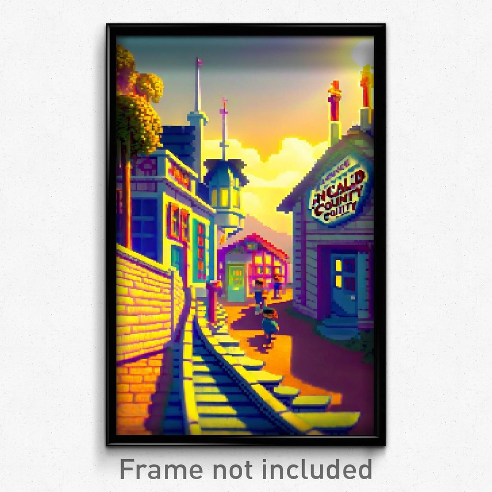 8-Bit Psychedelic Pixel Art Poster - Animated Trippy Video Game Print