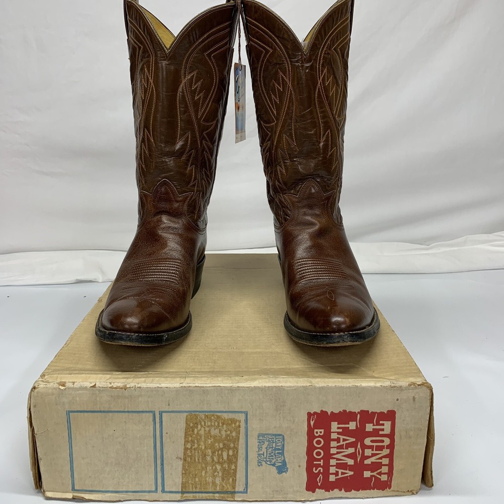 Tony Lama Men’s 10.5 Treebark K.T. Cowboy Boots VTG 1986 Read Description