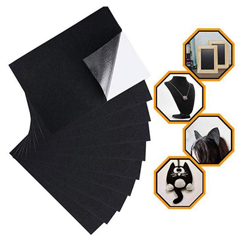 Multipurpose Sheet with Sticky Glue Back Black Felt Fabric Adhesive Sheet