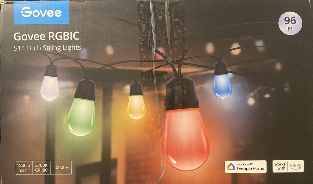 Govee H7021 96ft Smart WiFi Waterproof Outdoor LED String Lights for Patio