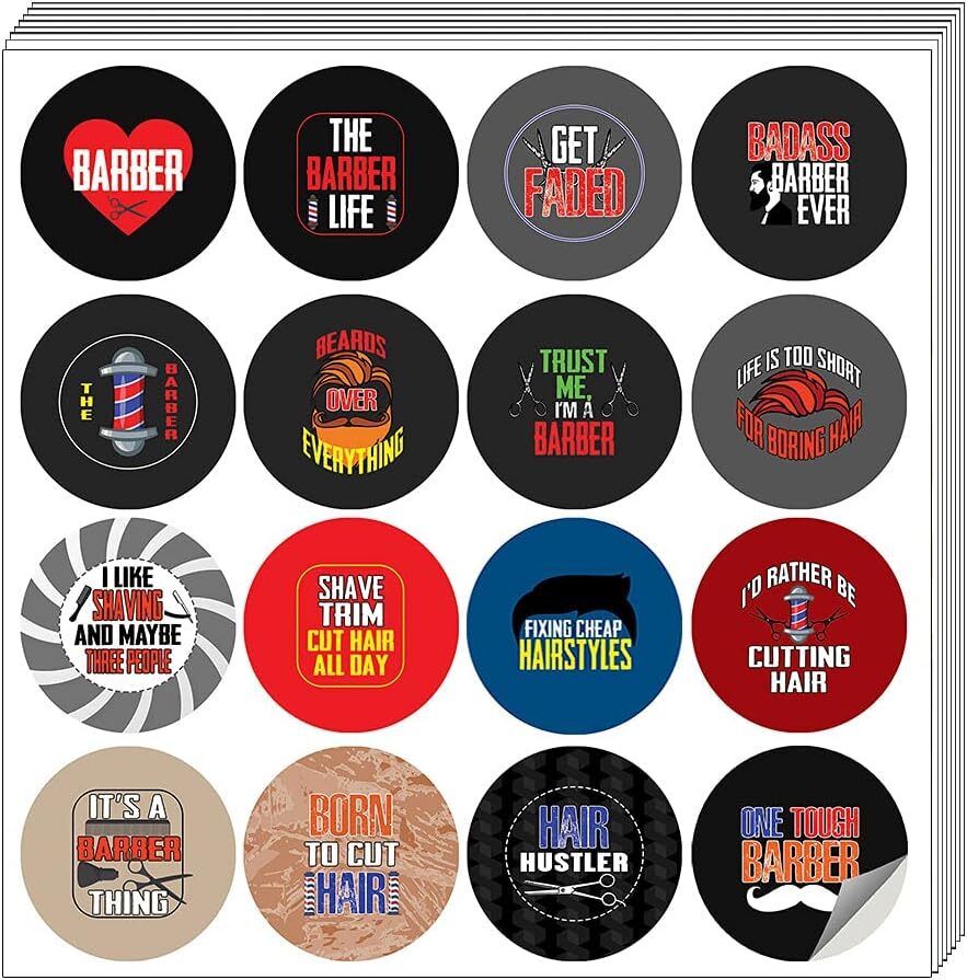 Barber Stickers Pack - 5 Sets of 16 Unique Designs