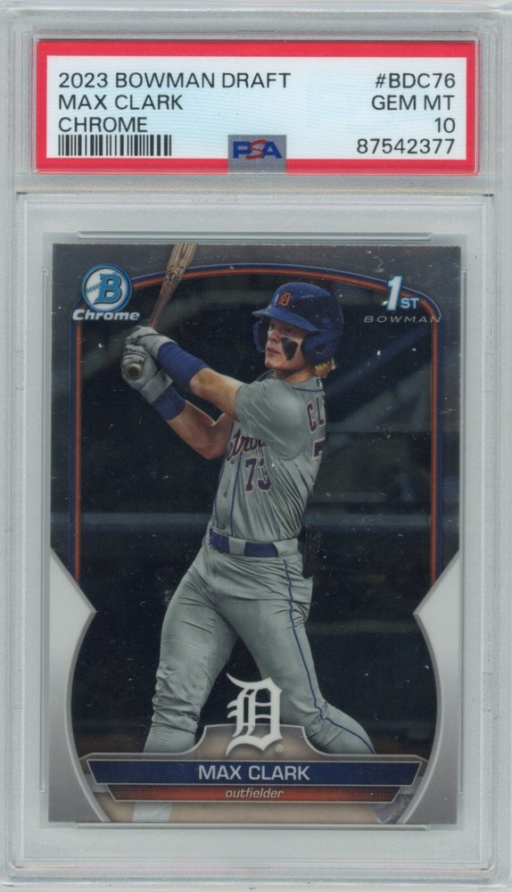 2023 Bowman Draft #BDC76 Max Clark Chrome Rookie PSA 10 Detroit Tigers