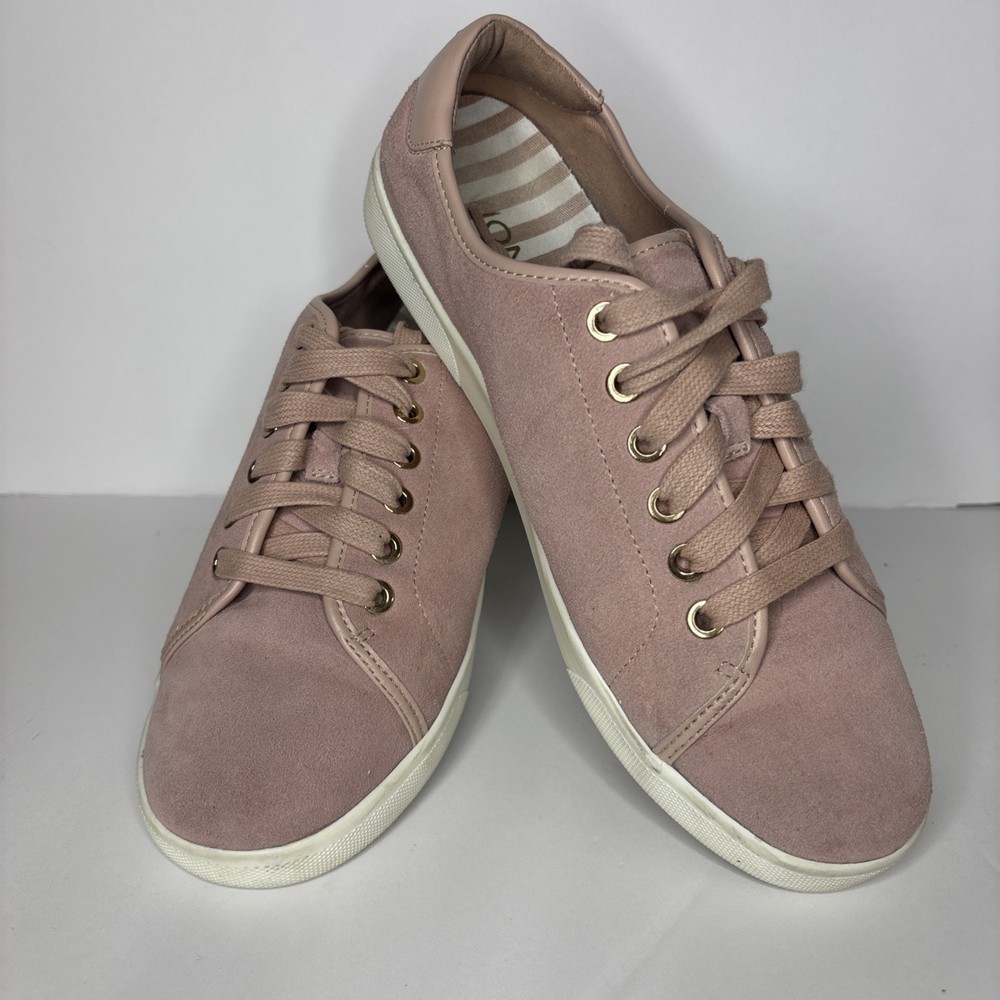 Vionic Womens Sunny Brinley Suede Lace Up Sneaker Light Pink Low Top size 8