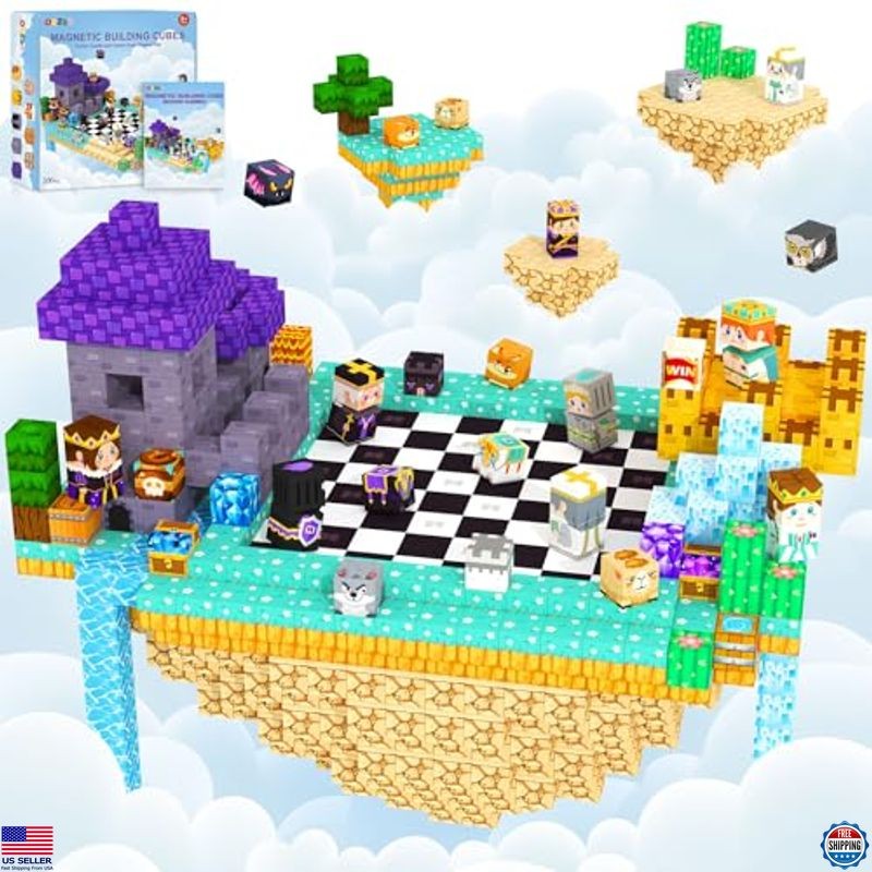 Magnetic Building Blocks Set, Montessori Chess Game for Kids 3+, Sensory Toy