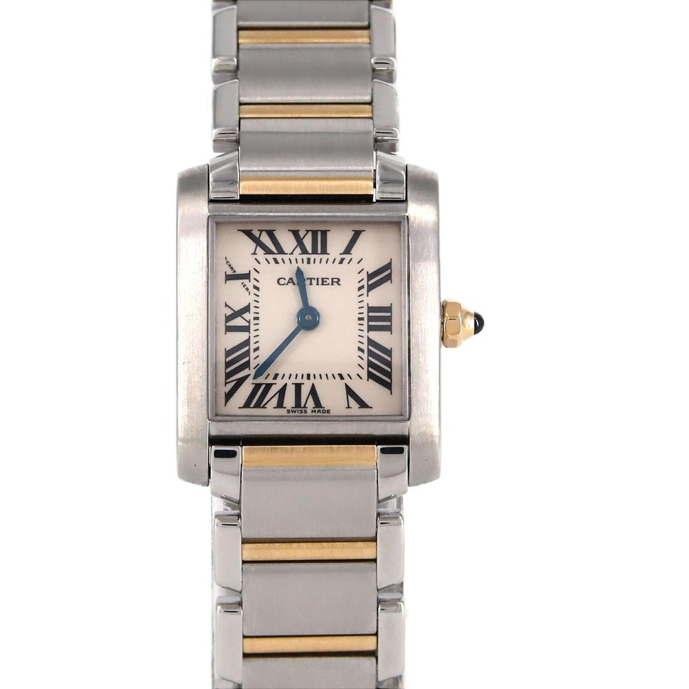 Authentic Cartier Tank Francaise SM Gold Steel Watch W51007Q4 Quartz 270