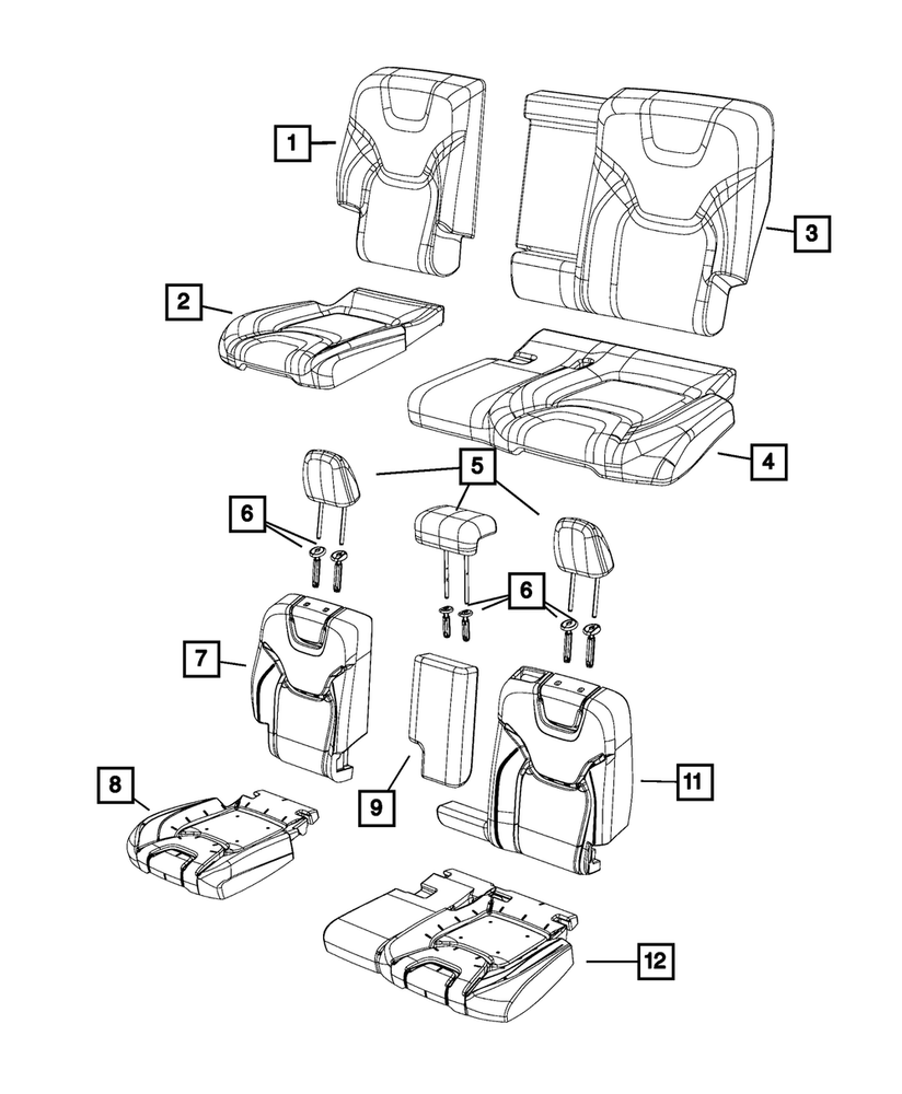 Genuine Mopar Rear Seat Cushion Cover 5YN51HL1AC